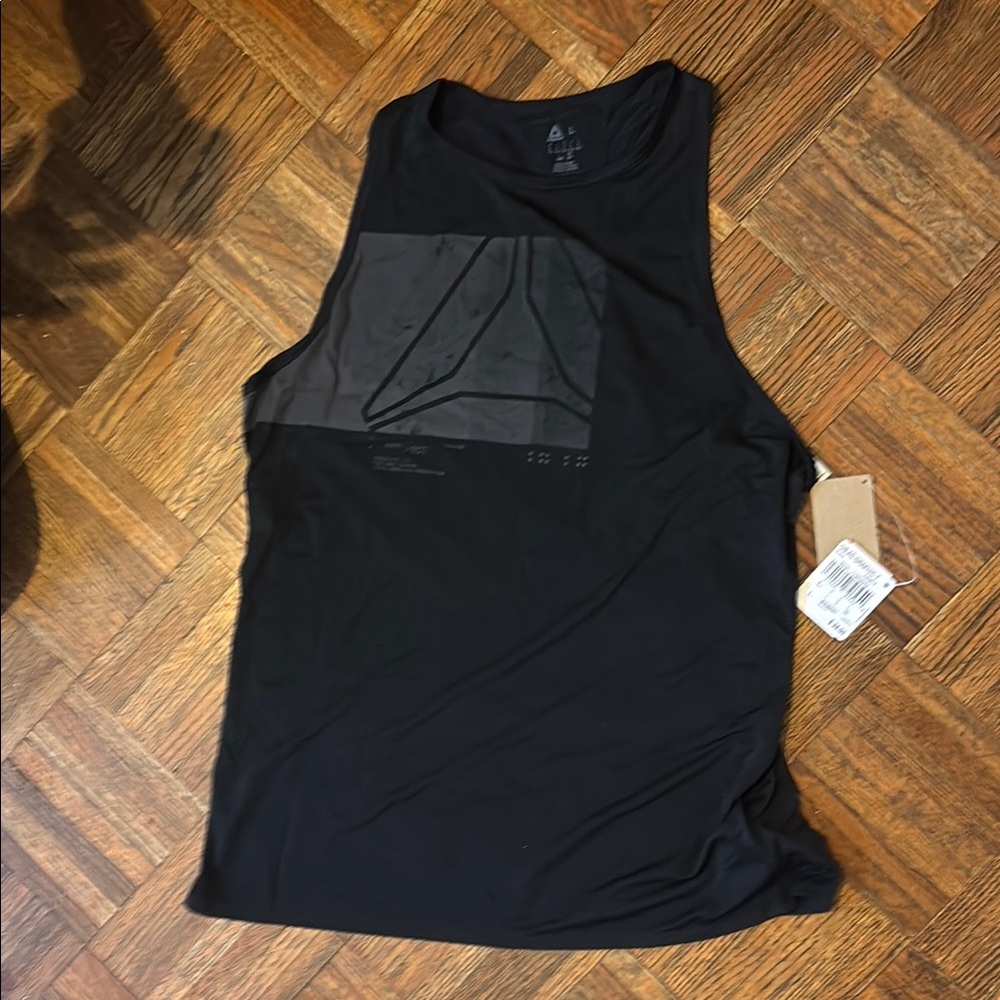 Reebok Black Athletic Tank Top with Mesh Detail
